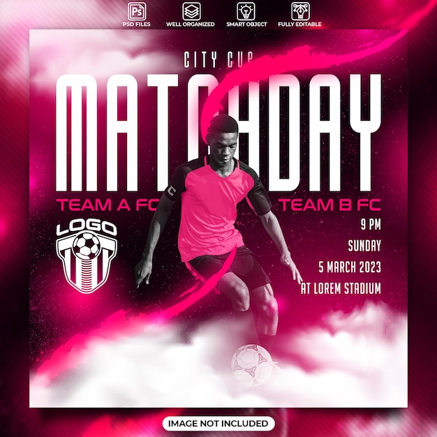 Matchday football social media poster template