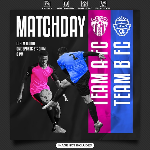 Matchday soccer social media post template