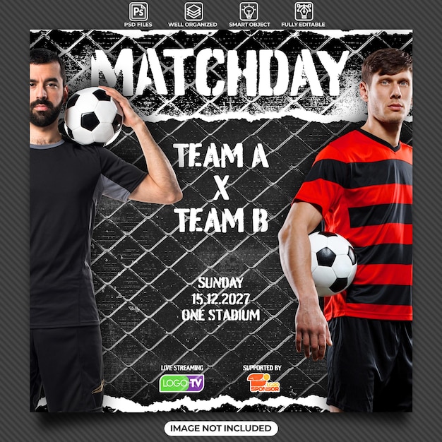 Matchday Soccer Social Media Szablon Postu Na Instagramie