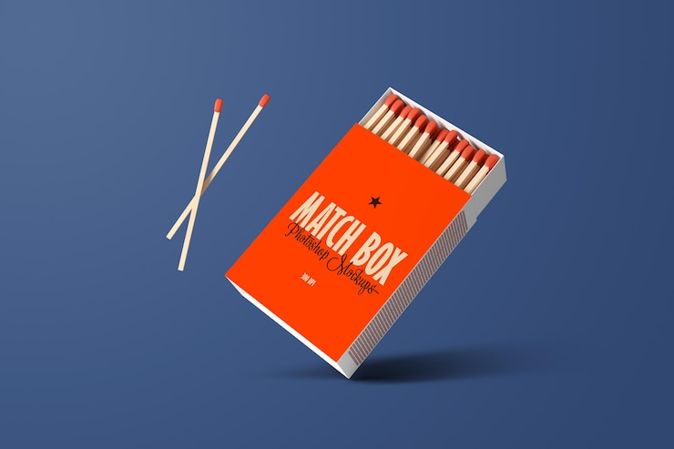 PSD matches box mockup front view