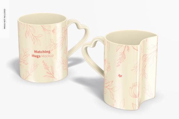 Matching Mugs Mockup, Top View