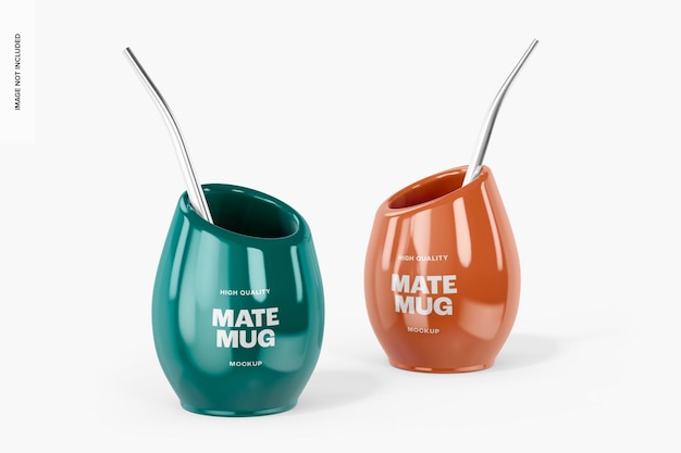 Mockup di mate mugs, vista sinistra e destra