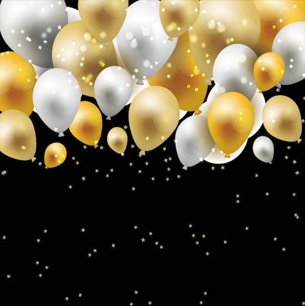 PSD material yellow pattern dream gold and silver balloon