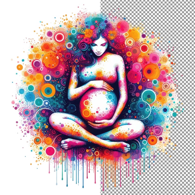 PSD 母性の優雅さ 隔離された妊娠イラスト 透明な背景