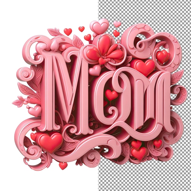 PSD maternal majesty isolated 3d mom word on png background