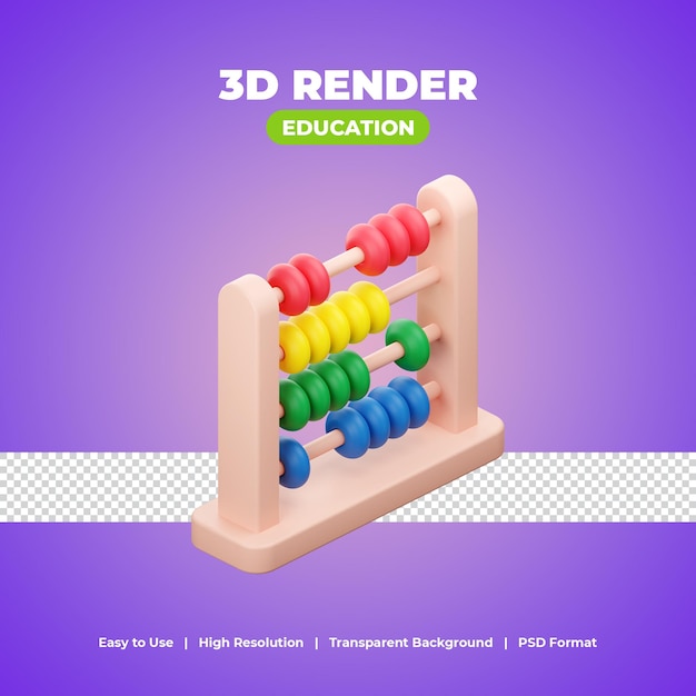 PSD abaco matematico con illustrazione dell'icona di rendering 3d