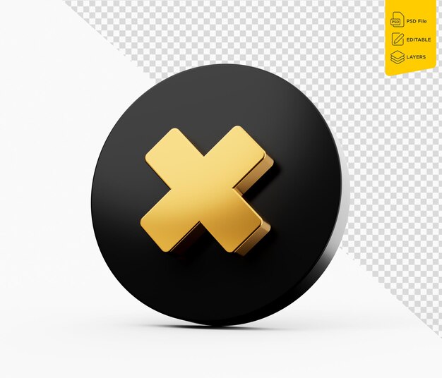Mathematical Gold Multiply Symbol 3d Style Isolated On White Background 3d Illustration
