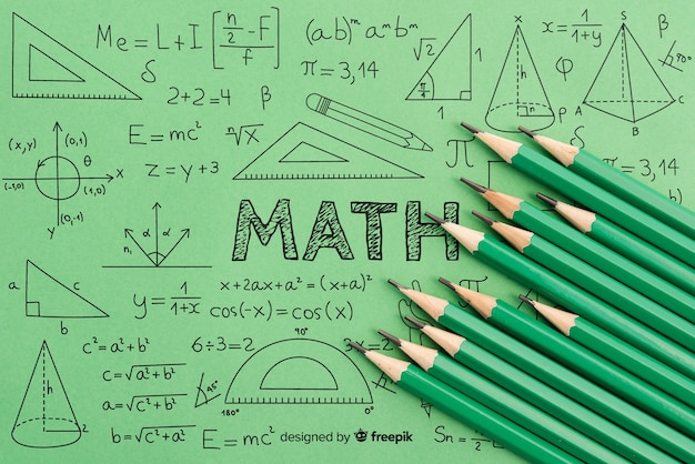 PSD mathematics geometry and formulas with green pencils