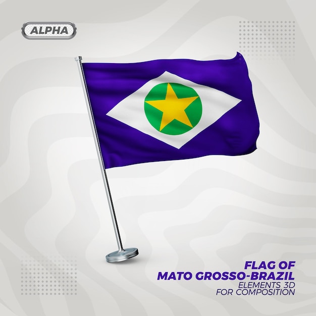 Mato grosso realistische 3d-getextureerde vlag