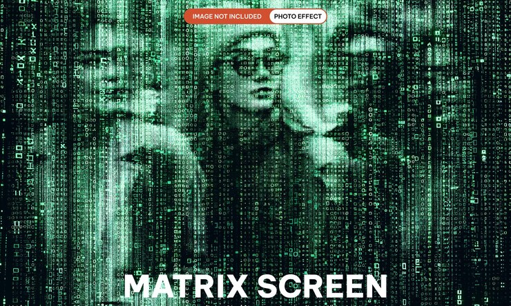 PSD matrix screen photo effect