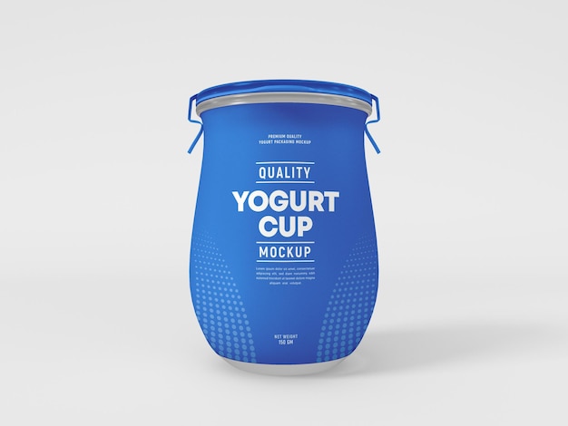 PSD mockup di confezione di tazze di yogurt in vetro opaco