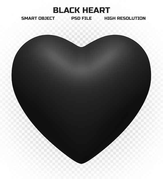 Matte black heart in high resolution for decoration