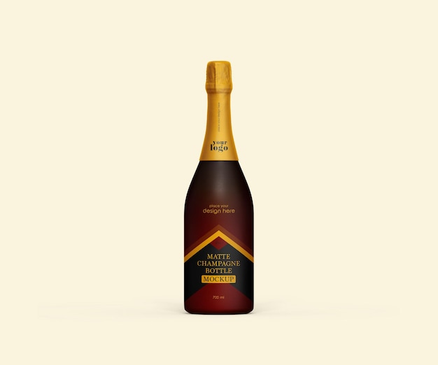 Mockup di bottiglia di champagne opaco