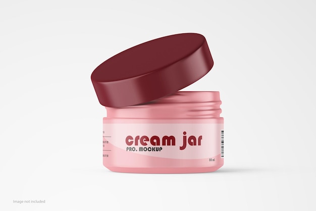 Matte Cream Jar Mockup With Plastic Lid