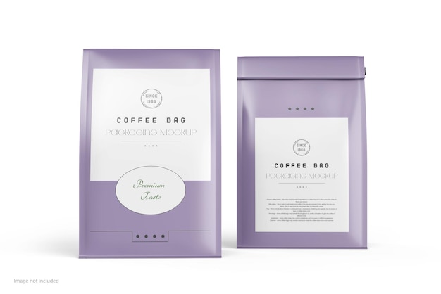 Matte Food Packaging Large Pouch Bag PSD Mockup voor- en achteraanzicht