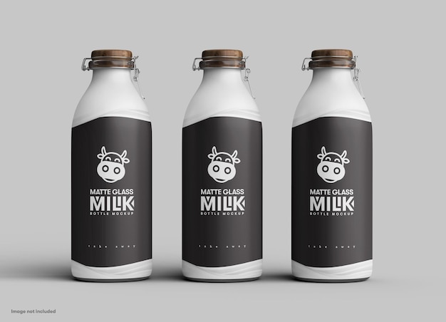 PSD matte glass milk bottle mockup