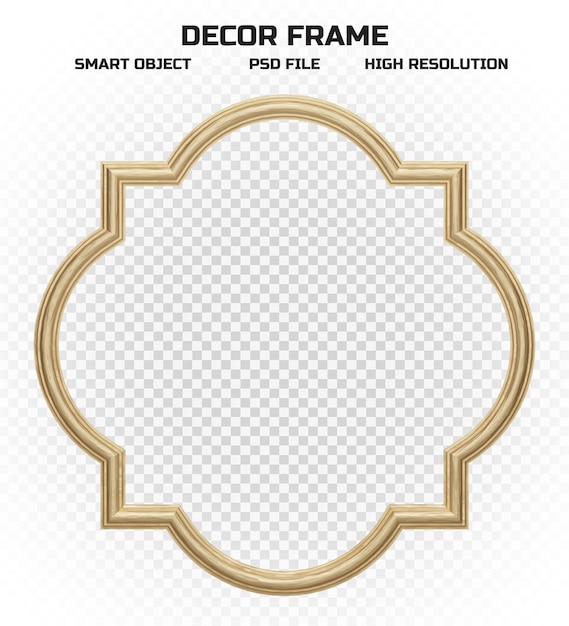 Matte golden border frame in high resolution for picture decoration