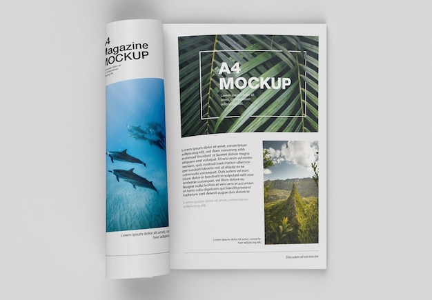 PSD matte magazine mockup top view