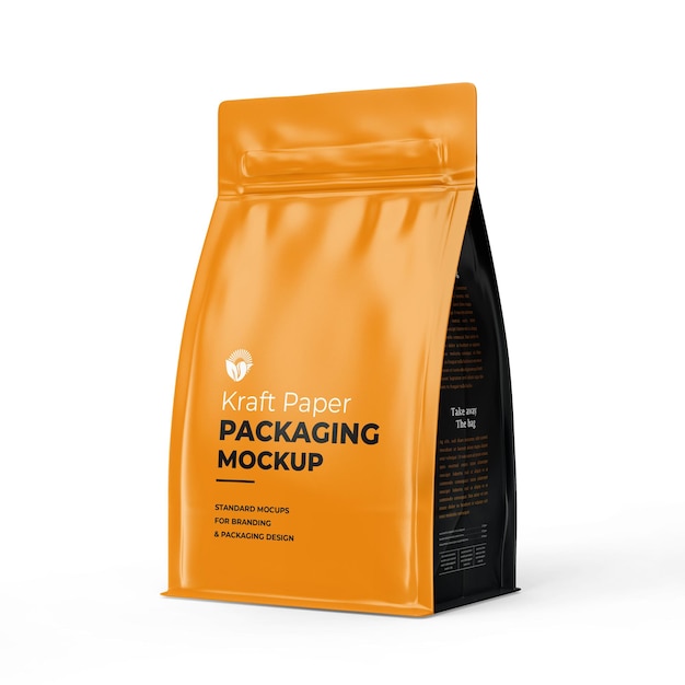 Matte plastic bag of packaging mockup for coffee or beans