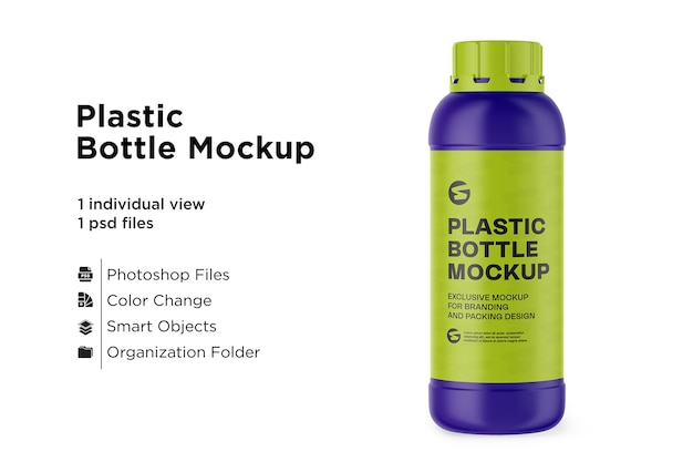 PSD matte plastic bottle mockup