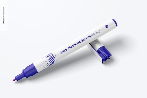 Matte plastic marker pen mockup, opened