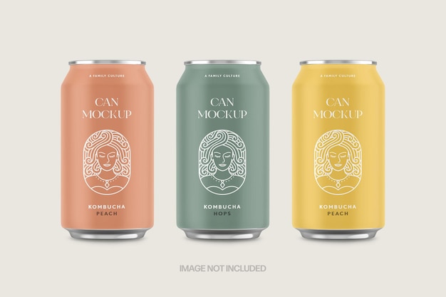 PSD matte soda cans mockup