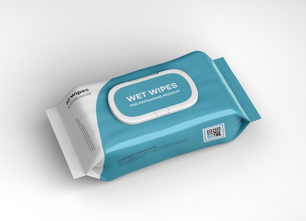 PSD matte wet wipes packaging mockup