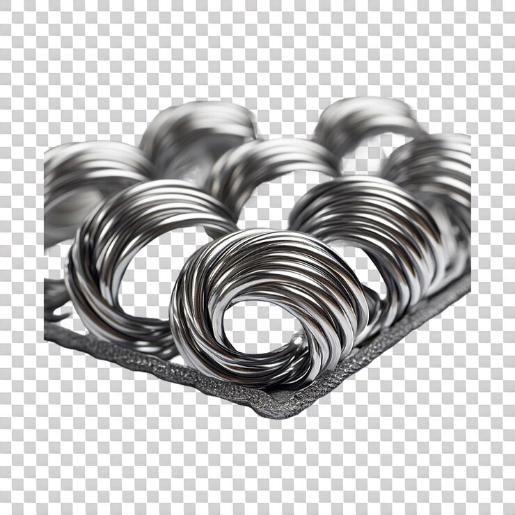 PSD mattress spring wire isolated on a transparent background