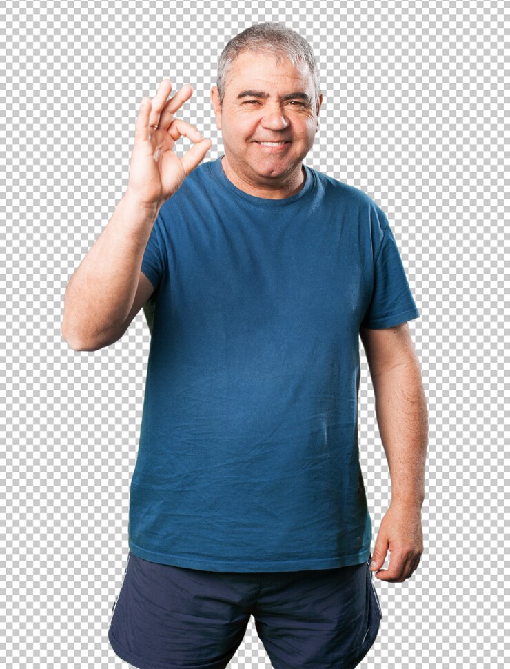 PSD mature man okay gesture