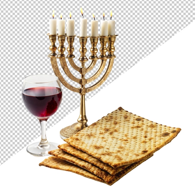 PSD matzos red wine on transparent background