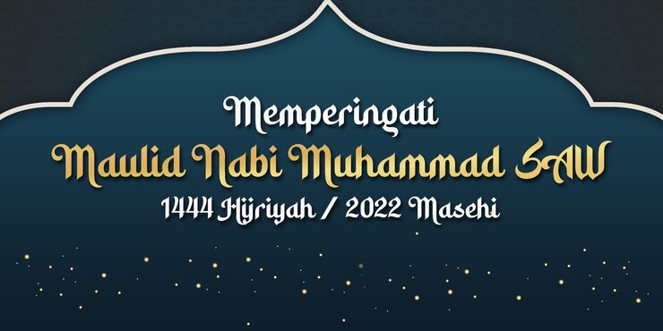 PSD maulid nabi banner template blue gold