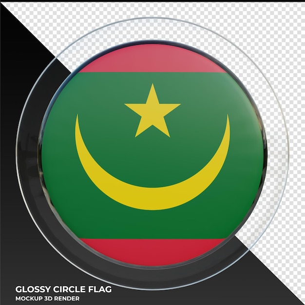 Mauritanië realistische 3d getextureerde glanzende cirkel vlag