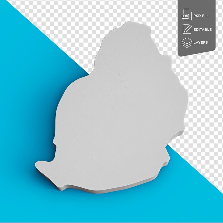PSD mauritius 3d mapa topograficzna geografia kartografia i topologia ilustracja 3d