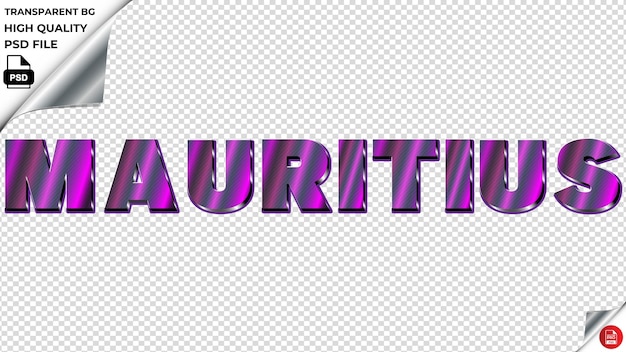 PSD mauritius typografia fioletowy światłowy tekst metaliczny psd przezroczysty