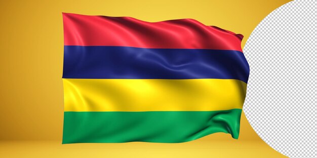 PSD mauritius waving flag realistic isolated on transparent png