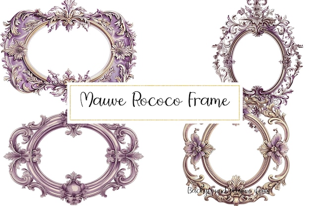 PSD mauve rococo ramka