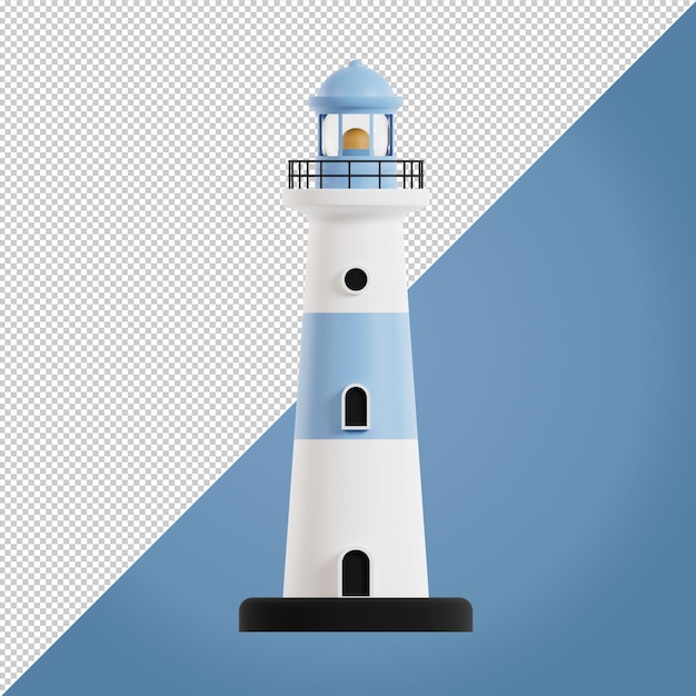 Mavi deniz feneri 3d render illüstrasyonu