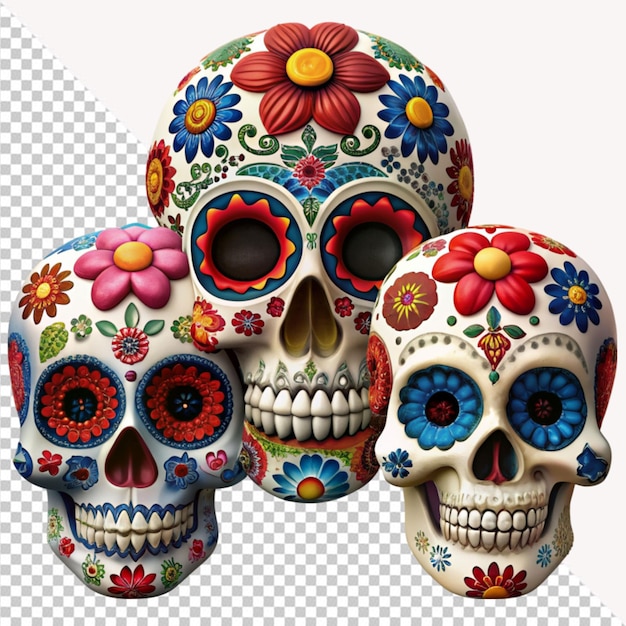 PSD maxican skull on transparent background