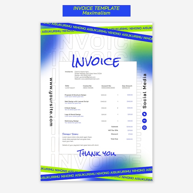 PSD maximalism style invoice template