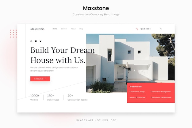 PSD maxstone - simple bright construction company hero image