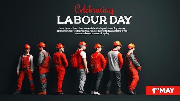 PSD may 1st international labor day social media design template with labor