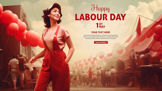 PSD may 1st international labor day social media post and labour day banner design