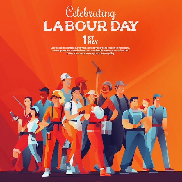 PSD may 1st international labor day social media post and labour day banner design