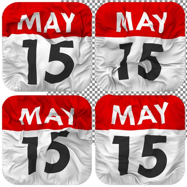 PSD may date calendar icon isolated four waving style bump texture 3d rendering