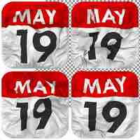 PSD may date calendar icon isolated four waving style bump texture 3d rendering