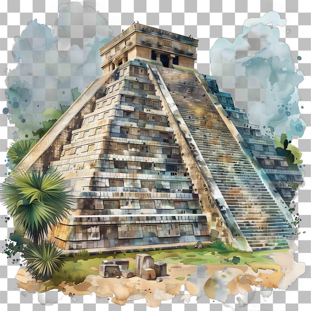 PSD mayan ruins with a pyramid mexican theme