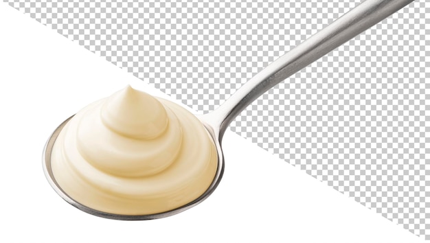 Mayonnaise in spoon isolated