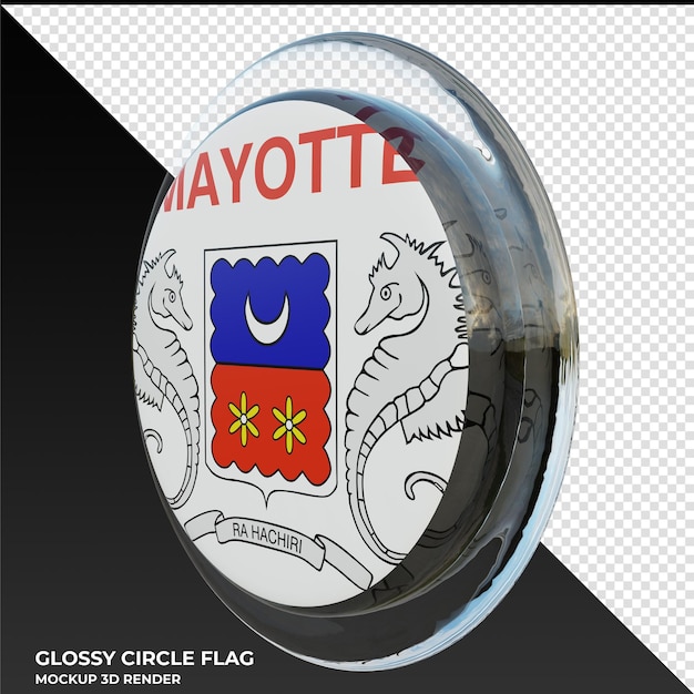 Mayotte0002 Realistyczna 3d Teksturowana Błyszcząca Okrągła Flaga