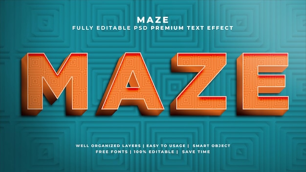 PSD maze 3d text effect psd