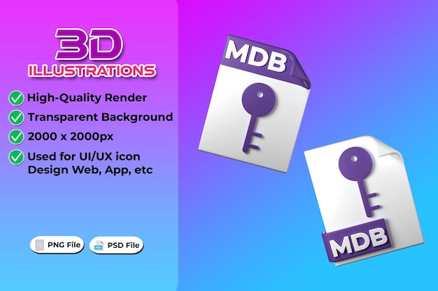 Тип файла mdb 3d-рендеринг на прозрачном фоне ui ux дизайн иконок веб и тренд приложений